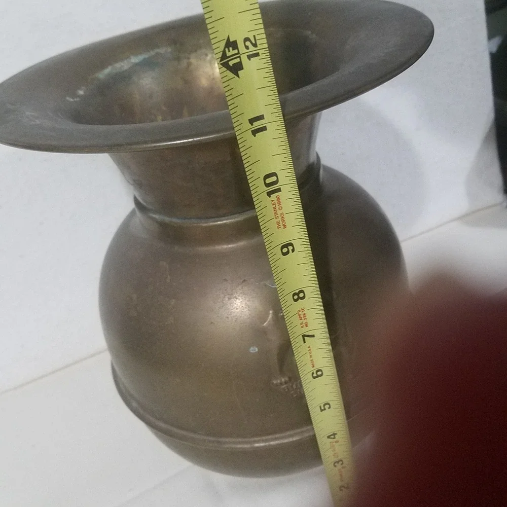 Antique Brass Bulldog Embossed Vase Spittoon Urn Home Decor‎ Ornament
